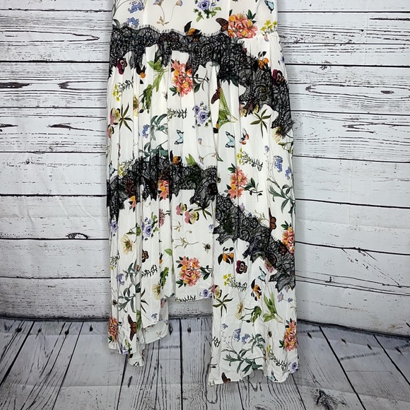 Joie NWT Size 12 Butterfly Bee w/ Floral Lace Pearl Strap Asymmetrical Hem Dress - Picture 7 of 8